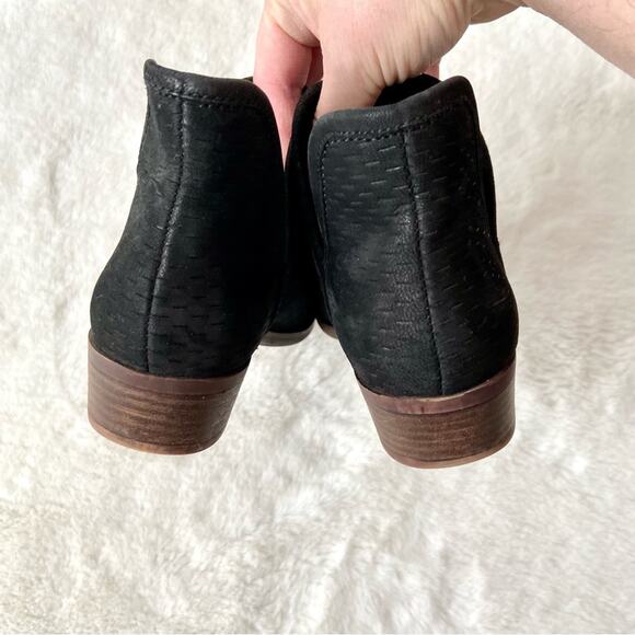 Lucky Brand Perforated Black Leather Booties Size 5.5 - Picture 3 of 7
